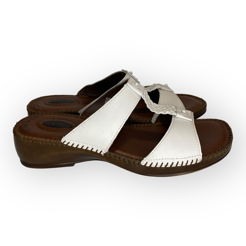 Dr. Scholl’s Dana White Leather Sandals Women’s Size 8 Comfort Slip On